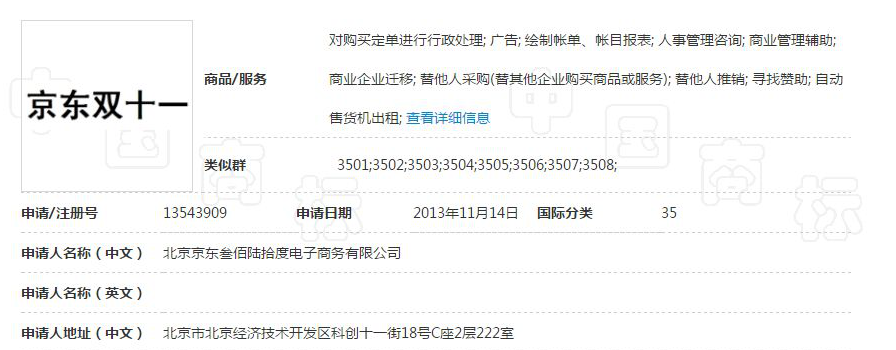 雙11將來之際，阿里無效了京東的5件“雙11”商標!