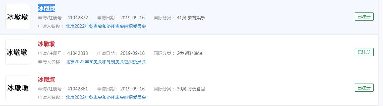 北京2022年冬奧會(huì)和冬殘奧會(huì)組織委員會(huì)成功申請(qǐng)“冰墩墩”“雪容融”商標(biāo)