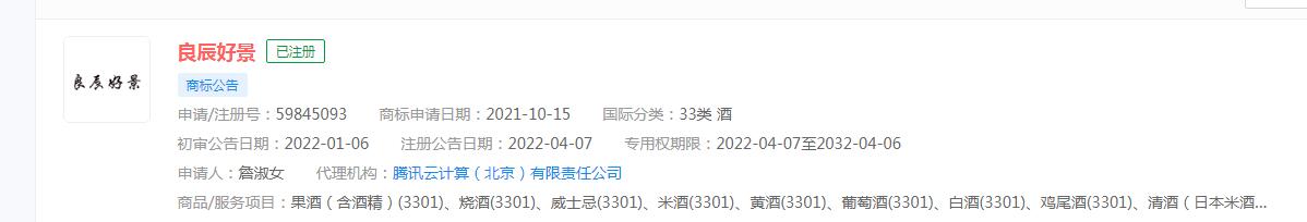 電視劇《良辰好景知幾何》暫未申請商標，良辰好景卻已注冊商標