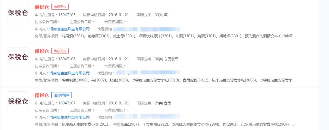 vivo投資成立保稅倉公司，“保稅倉”是否申請了商標