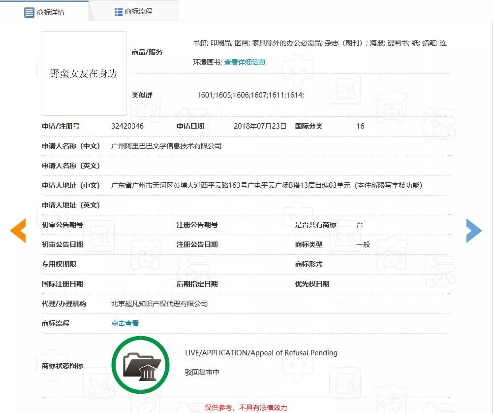 “野蠻女友在身邊”,只是商標被駁回!