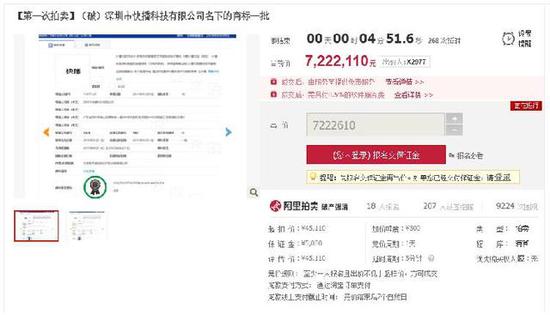 快播公司清算 “快播”商標(biāo)4萬元拍到688萬元